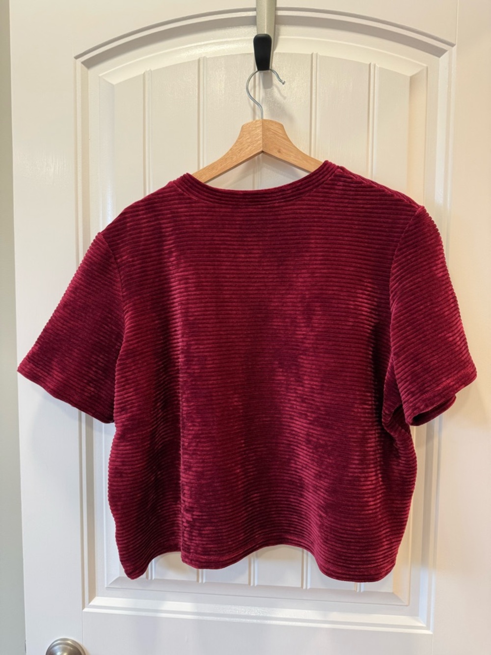 MAS Montreal Tofino Ribbed Velvet Short Sleeve Tee in Rosewood - Picture 4 of 6